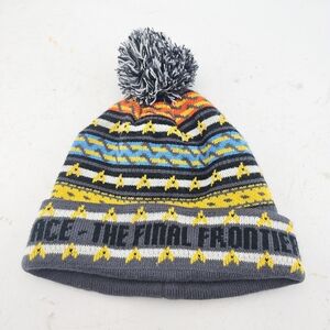The Final Frontier Multicolor Knit Pom Beanie - Gray/Yellow